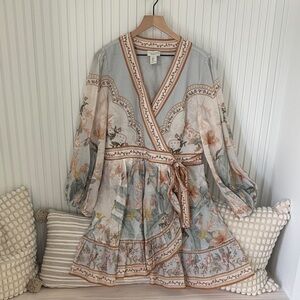 Floral Wrap Dress with Long Sleeves